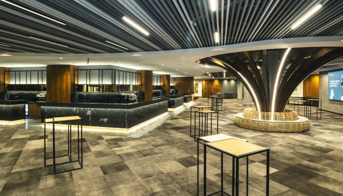 The revamped Investec headquarters in Sandton features a café area, pause areas and several meeting rooms for employees and clients.